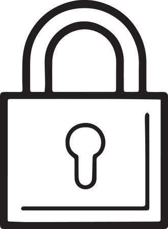 Black line Lock icon isolated on white background. Padlock sign. Security, safety, protection, privacy concept. Vector Illustrationのイラスト素材