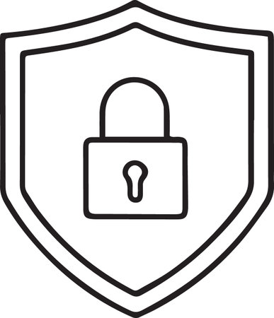 Black line Lock icon isolated on white background. Padlock sign. Security, safety, protection, privacy concept. Vector Illustrationのイラスト素材