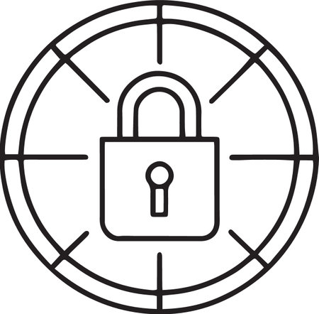 Black line Lock icon isolated on white background. Padlock sign. Security, safety, protection, privacy concept. Vector Illustrationのイラスト素材