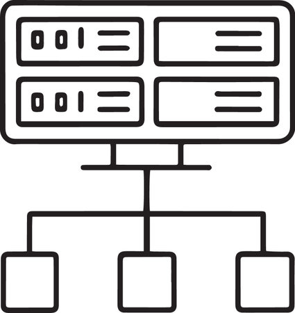 Black line Server, Data, Web Hosting icon isolated on white background. Vector Illustrationのイラスト素材