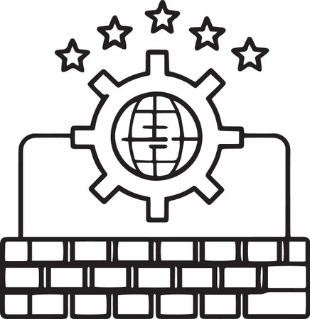 Laptop with gear and world map on the screen, vector illustrationのイラスト素材