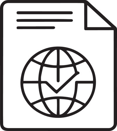 Black line Document with graph chart icon isolated on white background. Report text file icon. Accounting sign. Audit, analysis, planning. Vector Illustrationのイラスト素材