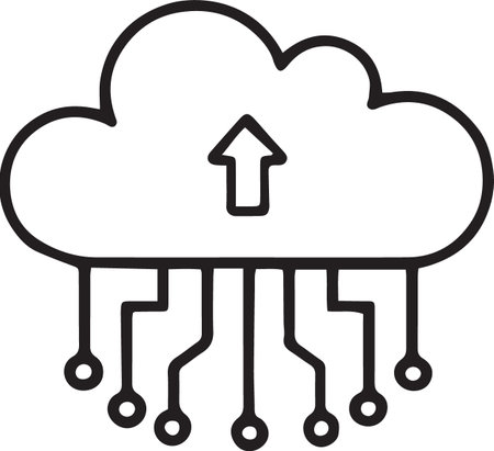 Black line Cloud upload icon isolated on white background. Vector Illustrationのイラスト素材