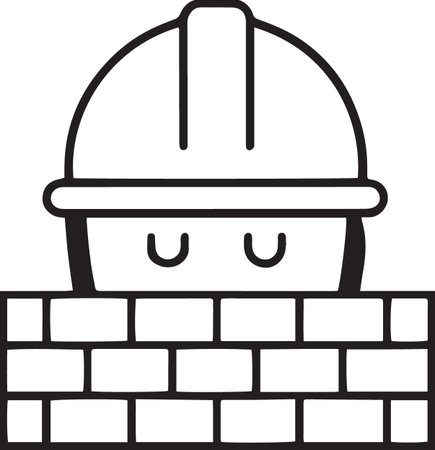 Black line Worker safety helmet icon isolated on white background. Vector Illustrationのイラスト素材