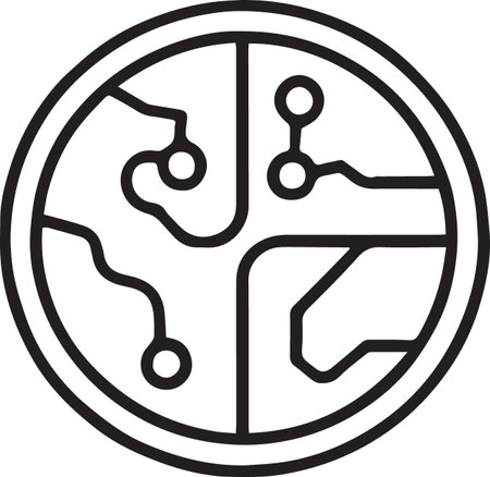 Black line Global technology or social network icon isolated on white background. Vector Illustrationのイラスト素材