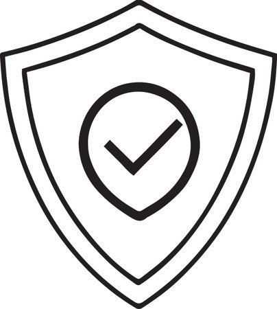 Shield with check mark icon, vector illustration isolated on white background.のイラスト素材