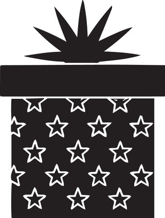 Gift Box Silhouette Vector with Bows and Ribbonsのイラスト素材