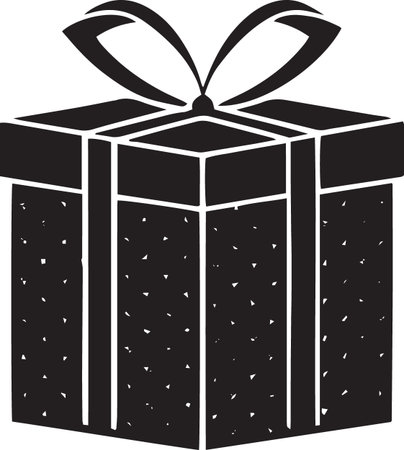 Minimal Gift Box Vector Icon â Black and White Styleのイラスト素材