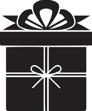 Gift Box Silhouette Vector with Bows and Ribbonsのイラスト素材