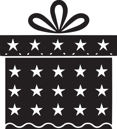 Gift Box Silhouette Vector with Bows and Ribbonsのイラスト素材