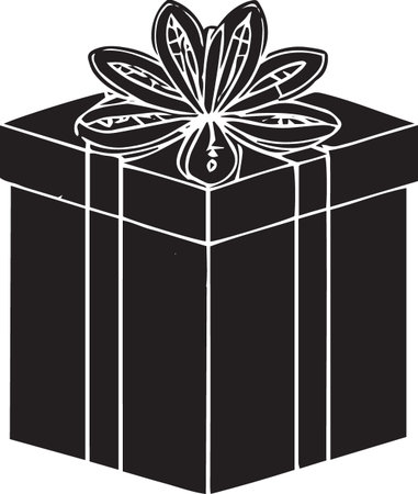 Holiday Gift Box Vector Silhouette with Decorative Bowsのイラスト素材