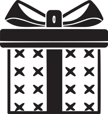 Holiday Gift Box Vector Silhouette with Decorative Bowsのイラスト素材