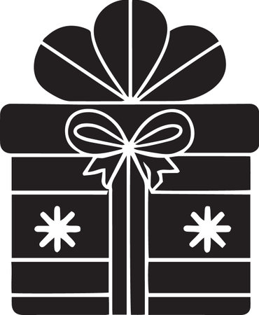 Holiday Gift Box Vector Silhouette with Decorative Bowsのイラスト素材