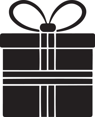 Holiday Gift Box Vector Silhouette with Decorative Bowsのイラスト素材