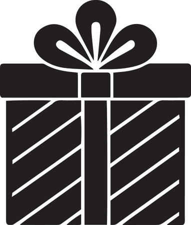 Holiday Gift Box Vector Silhouette with Decorative Bowsのイラスト素材