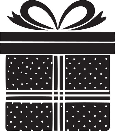 Holiday Gift Box Vector Silhouette with Decorative Bowsのイラスト素材