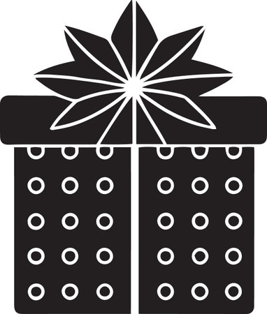 Holiday Gift Box Vector Silhouette with Decorative Bowsのイラスト素材