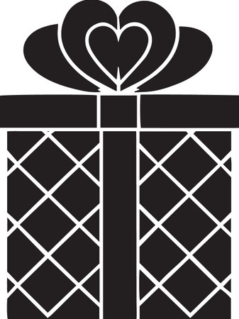 Holiday Gift Box Vector Silhouette with Decorative Bowsのイラスト素材