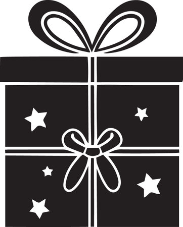 Holiday Gift Box Vector Silhouette with Decorative Bowsのイラスト素材