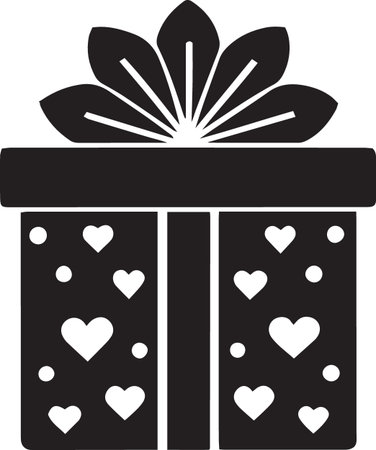 Holiday Gift Box Vector Silhouette with Decorative Bowsのイラスト素材