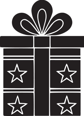 Present Box Vector Silhouette Icon for Partiesのイラスト素材