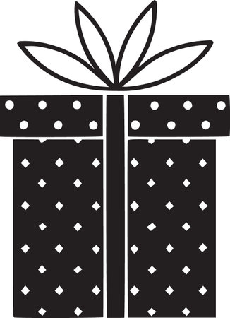 Holiday Gift Box Vector Silhouette with Decorative Bowsのイラスト素材