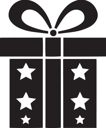 Gift Box Silhouette Vector with Bows and Ribbonsのイラスト素材