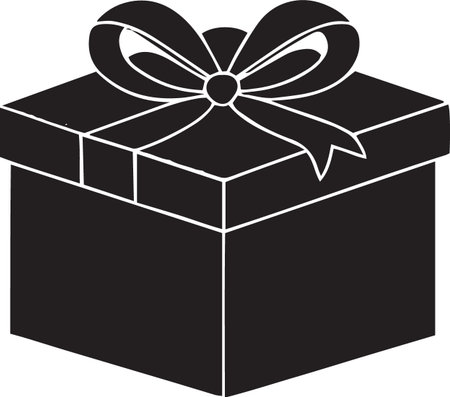 Holiday Gift Box Vector Silhouette with Decorative Bowsのイラスト素材