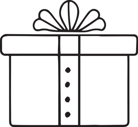 Gift Box Line Art Vector Icons with Ribbons and Bowsのイラスト素材