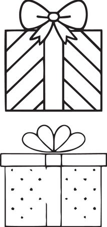 Hand-Drawn Gift Box Line Art Collection â Black and Whiteのイラスト素材