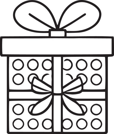 Hand-Drawn Gift Box Line Art Collection â Black and Whiteのイラスト素材