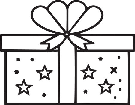 Hand-Drawn Gift Box Line Art Collection â Black and Whiteのイラスト素材