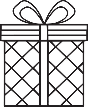 Gift Box Line Art Vector Icons with Ribbons and Bowsのイラスト素材