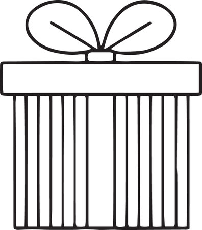 Hand-Drawn Gift Box Line Art Collection â Black and Whiteのイラスト素材