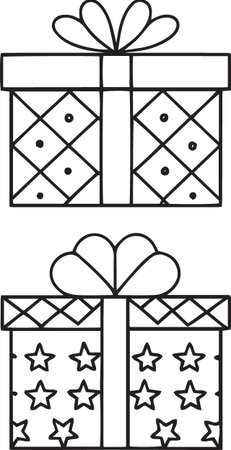 Gift Box Line Drawing Vector Pack for Holidays and Birthdaysのイラスト素材