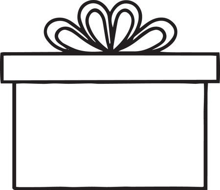 Hand-Drawn Gift Box Line Art Collection â Black and Whiteのイラスト素材