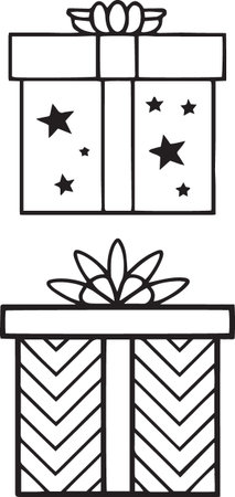Gift Box Line Drawing Vector Pack for Holidays and Birthdaysのイラスト素材