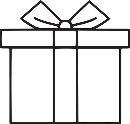 Gift Box Line Art Vector Icons with Ribbons and Bowsのイラスト素材