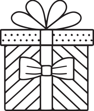 Gift Box Line Art Vector Icons with Ribbons and Bowsのイラスト素材