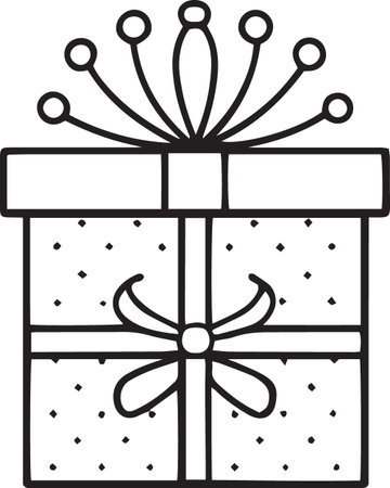 Hand-Drawn Gift Box Line Art Collection â Black and Whiteのイラスト素材