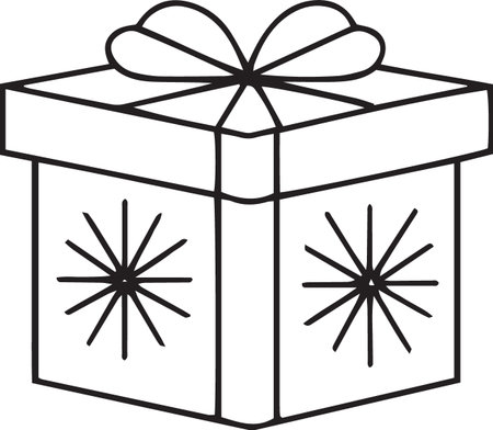 Minimal Outline Gift Box Vector Set for Celebrationsのイラスト素材