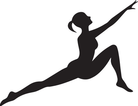 Silhouette of a woman doing gymnastics. Vector illustration.のイラスト素材
