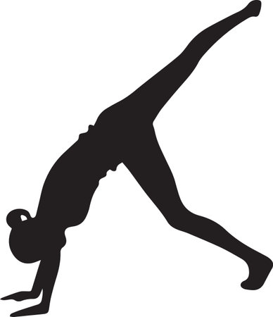 Silhouette of a woman doing gymnastics. Vector illustration.のイラスト素材