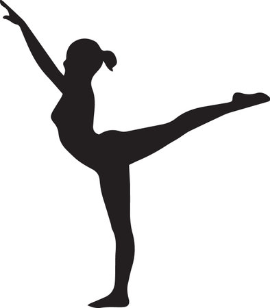 Silhouette of a girl gymnast on a white background.のイラスト素材