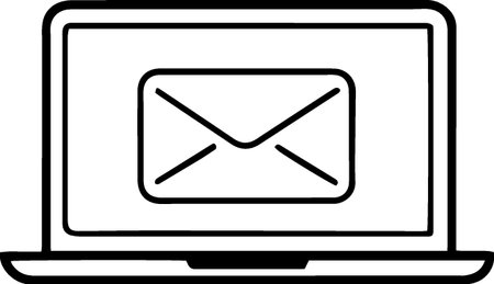 Laptop with envelope icon isolated on white background. Email marketing symbol. Vector Illustrationのイラスト素材