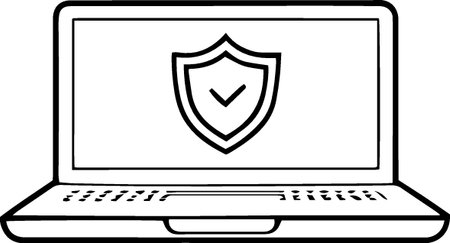 Laptop with shield icon on screen. Internet security concept. Vector illustrationのイラスト素材