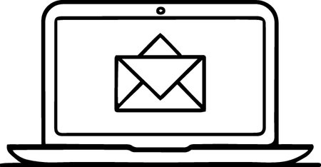 Laptop with envelope icon isolated on white background. Vector Illustrationのイラスト素材