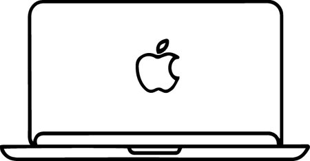 Laptop with apple icon isolated on white background. Vector Illustrationのイラスト素材
