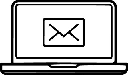 Laptop computer with envelope icon isolated on white background. Vector Illustrationのイラスト素材