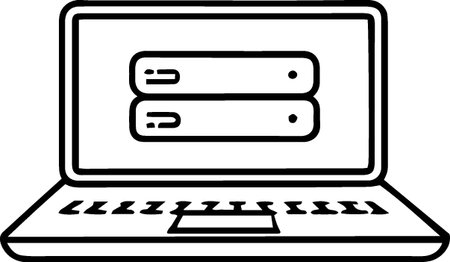 Laptop with servers icon isolated on white background. Vector Illustrationのイラスト素材
